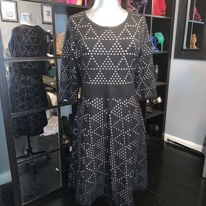 Black and cream sweater dress